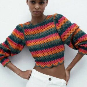 ZARA OPEN BACK KNIT CROCHET TOP